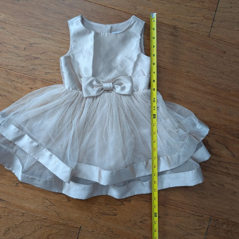 Speechless Champagne Layered Kids Dress with Bow Size 4